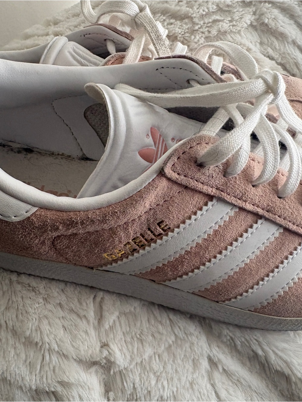adidas Gazelle Women's Suede Sneakers in Light Pink and White - Picture 3 of 6
